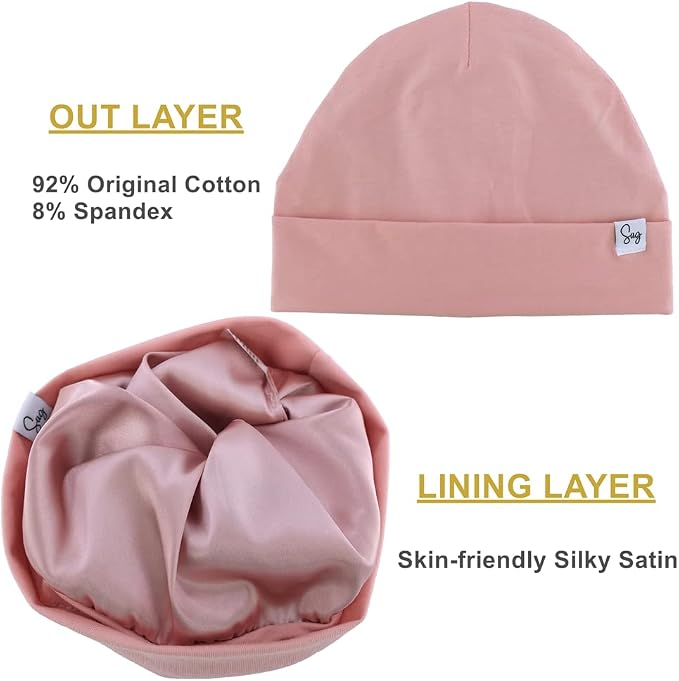 Jersey Beanie Hat for Newborn Baby Boys Girls Silky Satin Lined Hats Bonnet - Image 3