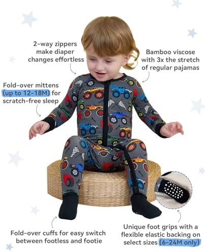 babee Reshinee Bamboo Viscose Baby Footie Pajama, Zipper Sleeper Boys Girls - Image 3