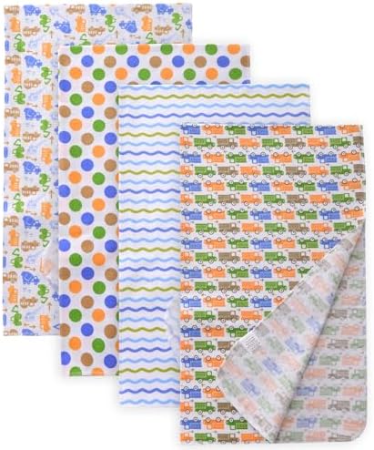 Gina Era Cotton Flannel Receiving Blankets Baby 4 Pcs, Baby Swaddle Blankets by GinaEra