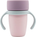 WeeSprout Baby Training Cup - Silicone Sippy Cup with Removable Handles for Weaning Off Bottle - Transition Spill-Proof Toddler Cups - No-Spill Design (Pink/Purple/Light Gray)
