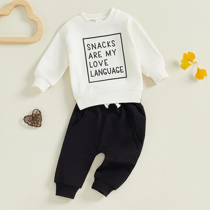 Toddler Baby Boy Fall Winter Outfit Long Sleeve Letter Print Sweatshirts and Jogger Pants Infant Boy Clothes
