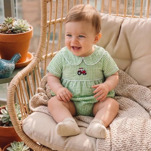 Baby Boy Girl Bubble Romper Short Sleeve Collar Summer Bodysuit - Image 2