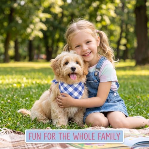 Blue Gingham Dog Bandana, Cotton Linen Adjustable Triangle Dog Scarf Plaid Pet - Image 6