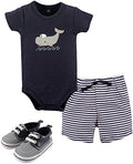 Hudson Baby Unisex Baby Cotton Bodysuit, Shorts and Shoe Set by HudsonBaby