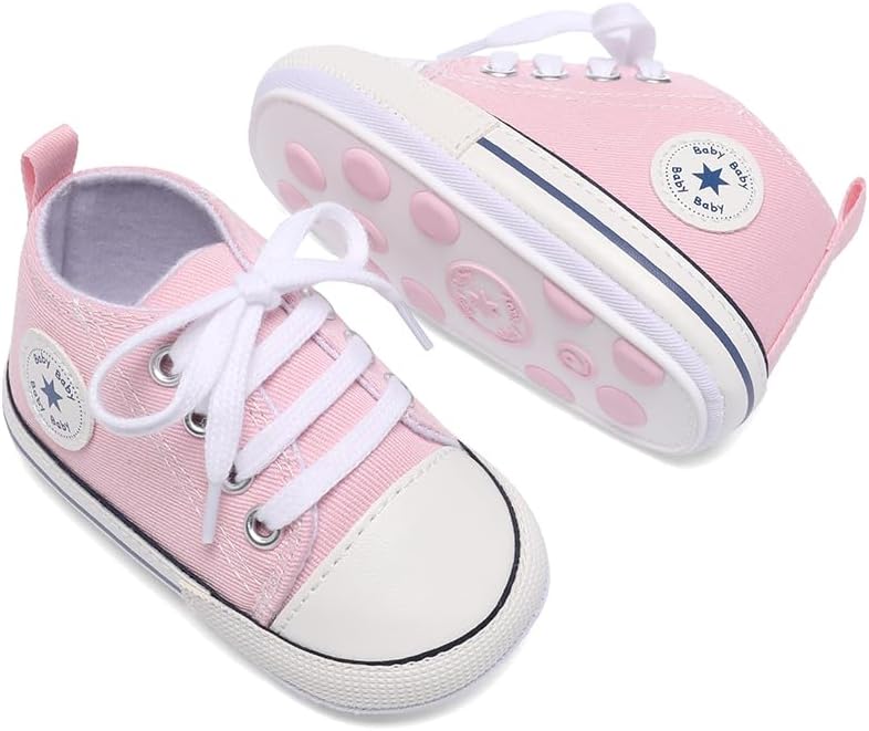 Unisex Baby Girls Boys Canvas High-top Shoes, Newborn Infant Anti-Slip Soft - Image 3