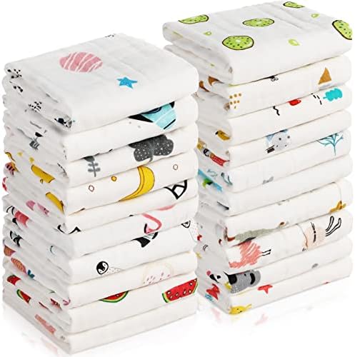 Chumia 20 Pack Muslin Baby Burp Cloths Large 20 x 10 Inches Cotton Baby Burp by Chumia