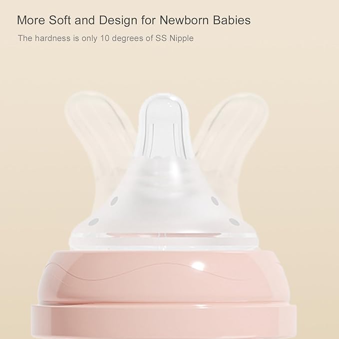 Gulicola PP (NOT Glass) Baby Breastfeeding Bottles Newborn Set 4 Pack, Extra Slow Flow Nipples, 0 Months +, 5 oz - White