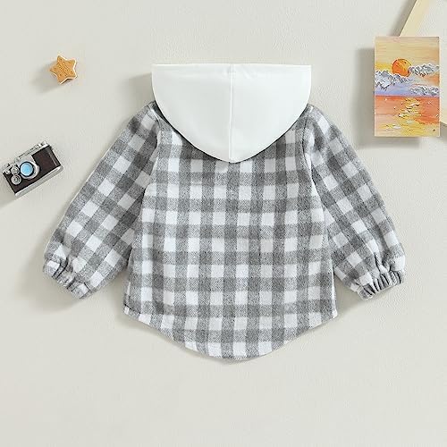 Douhoow Toddler Baby Plaid Jacket Baby Boy GIrl Flannel Hoodies Zip Up Hooded - Image 5
