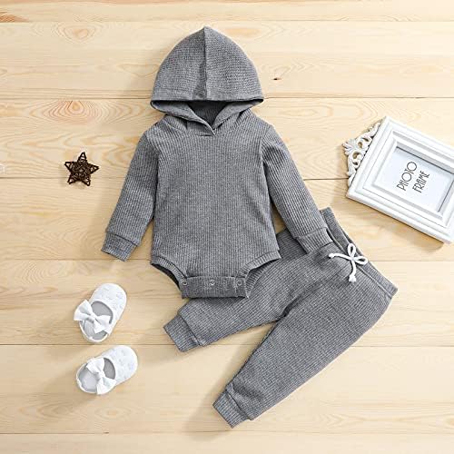 Thorn Tree Newborn Unisex Baby Clothes Set Hooded Long Sleeve Bodysuit Stretchy - Image 2