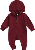 Infant Baby Boy Girl Clothes Solid Hoodie Romper Zip Up Long Sleeve Hooded by DNOMAID+YZARC