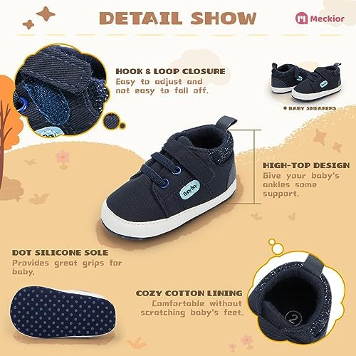 Meckior Toddler Baby Boys Girls High Tops Ankle Sneakers Soft Anti-Slip Sole PU - Image 5