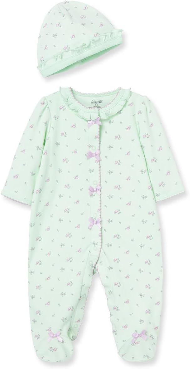 Little Me Clothes for Baby Girls 100% Cotton Scratch-Free Tag Footed One-Piece by LittleMeChildrensApparel