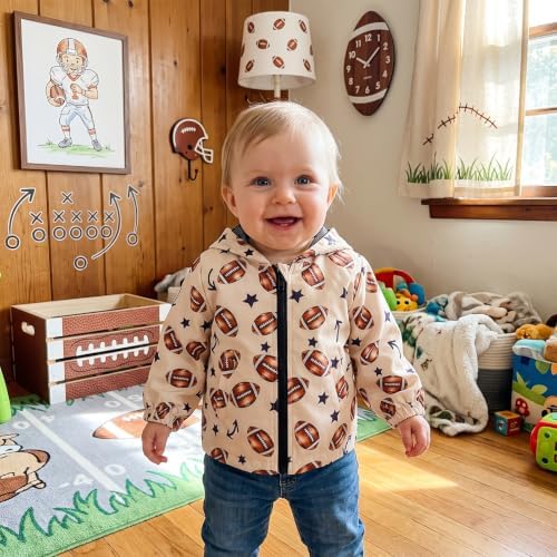 Toddler Baby Boy Footabll Outfit Hooded Zip Up Jacket Fall Outwear - Image 2