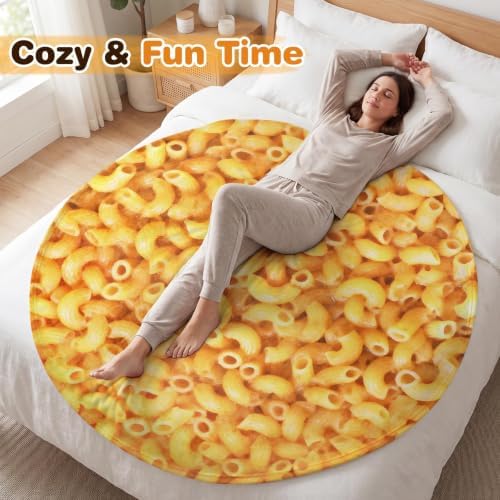SeaRoomy Macaroni Blanket, Realistic Food Funny Round Blanket, 60 in - Image 6