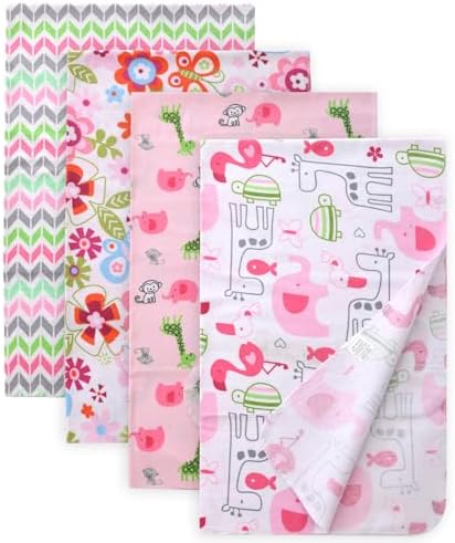 Gina Era Cotton Flannel Receiving Blankets Baby 4 Pcs, Baby Swaddle Blankets by GinaEra