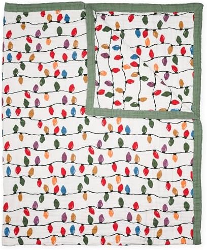 Little Unicorn Christmas Bulbs Cotton Muslin Quilt X-Large Blanket | 100% by LittleUnicorn