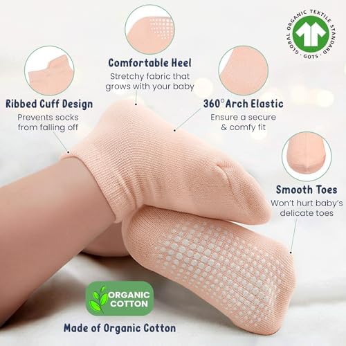 GOTS Organic Cotton Blend Ankle Toddler Socks 6M-12M-2t-3t-4t-5t Baby Gift - Image 3