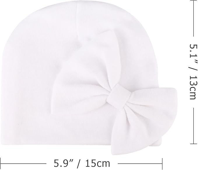 BQUBO Newborn Baby Girls Hats Mittens Set Hospital Hat Beanie Infant Bow Hats - Image 6