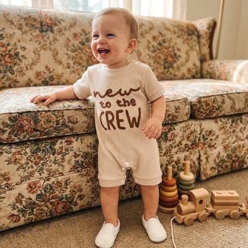 allshope Newborn Baby Boy Summer Outfit Romper Letter Embroidery Short Sleeve - Image 2