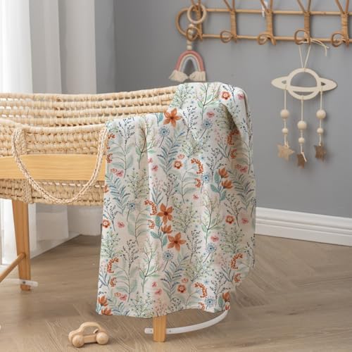 Newborn Swaddle Set with Matching Hat and Bow Set, Floral Baby Girl Newborn - Image 5