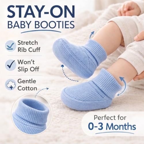 CEOBABY Baby Booties 0–3 Months, Newborn Shoes, Soft Cotton Infant Bootie Socks - Image 7