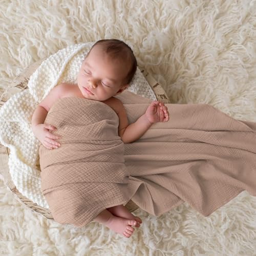 Bearmoss Muslin Swaddle Blankets, 40 x 38 inches Baby Swaddle - Image 5
