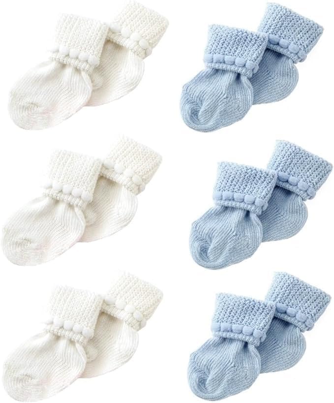 Nurses Choice 6 Pack Cotton Unisex Baby Socks by NursesChoice