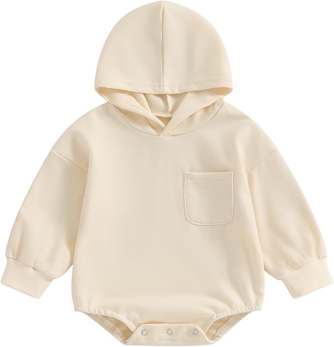 Thorn Tree Newborn Baby Boys Hooded Sweatshirt Long Sleeve Solid Romper Infant by ThornTree