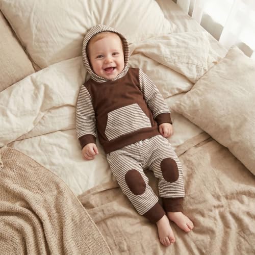 Infant Baby Boy Fall Winter Clothes Outfit Hooded Long Sweatshirt Pant Set - Image 5