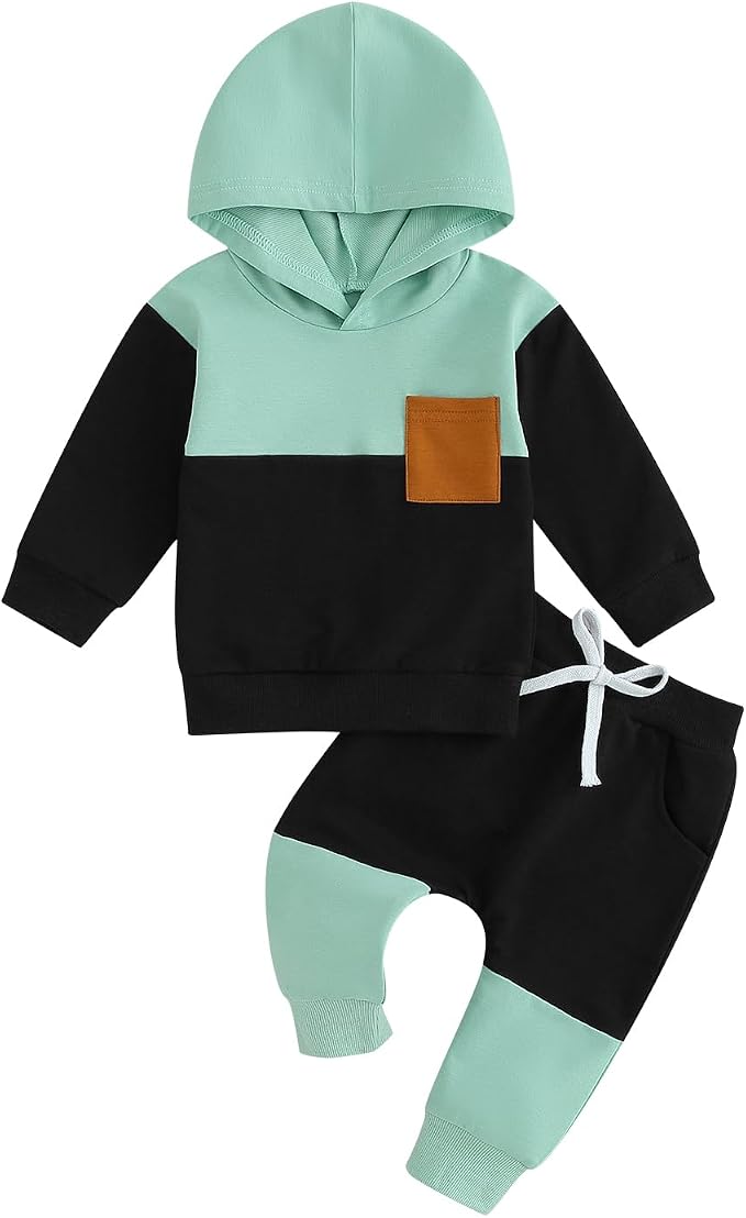 Infant Baby Boy Fall Winter Clothes Outfit Hooded Long Sweatshirt Pant Set by LIOMENGZI