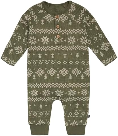 Modern Moments by Gerber Baby Henley Waffle Knit Romper by ModernMomentsbyGerber