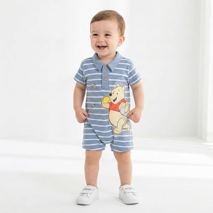 Disney Cars Pooh Mickey Stitch Baby Boys 2 Pack Romper - Image 6