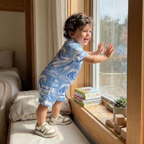 Kuriozud Baby Girl Boy Romper Pajamas Onesie Short Sleeve Button Down Pjs - Image 4