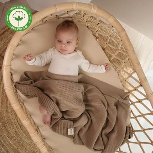 Receiving Blankets, 100% Organic Cotton Knit, Baby Swaddle 2-Pack | - Image 5