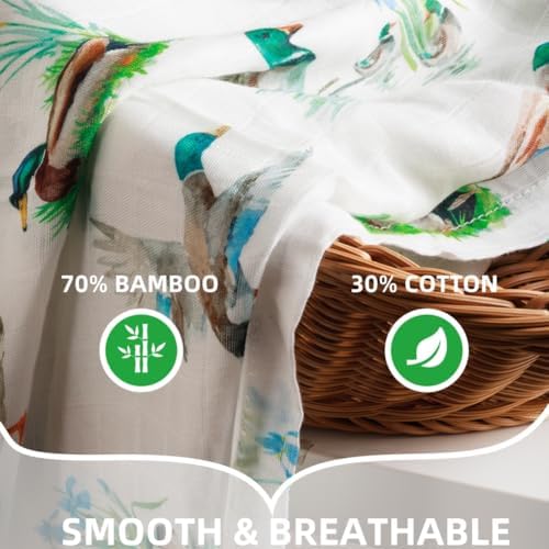 2 Pack Mallard Duck Muslin Swaddle Blankets 70% Bamboo 30% Cotton Breathable - Image 5