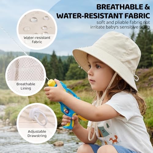 Toddler Bucket Hats UPF 50+ Baby Sun Hat Adjustable Kids Sun Protection Summer - Image 3