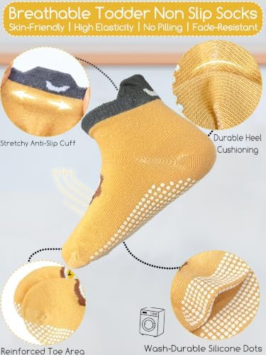Aroveea Toddler Socks Non Slip Grip Ankle Baby 12 Pack - Image 6