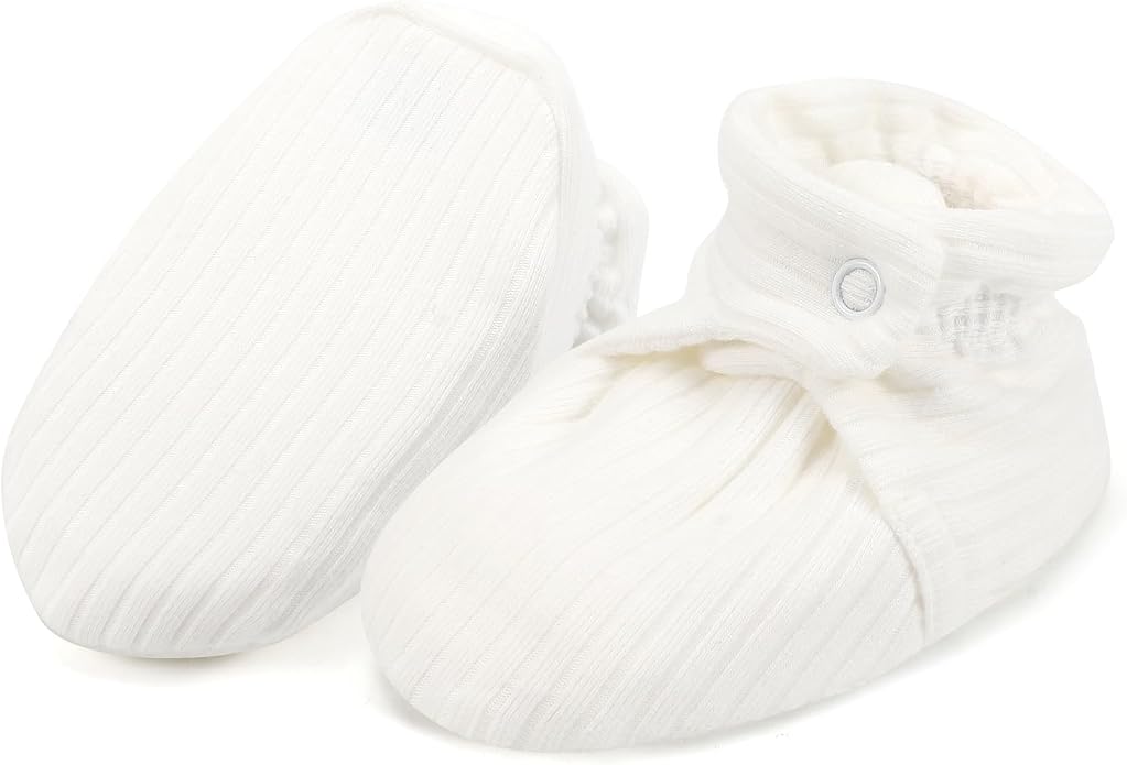 Baby Booties Organic Cotton Infant Bootie Warm Cozy Soft Sock Shoes Adjustable by KARUNEL