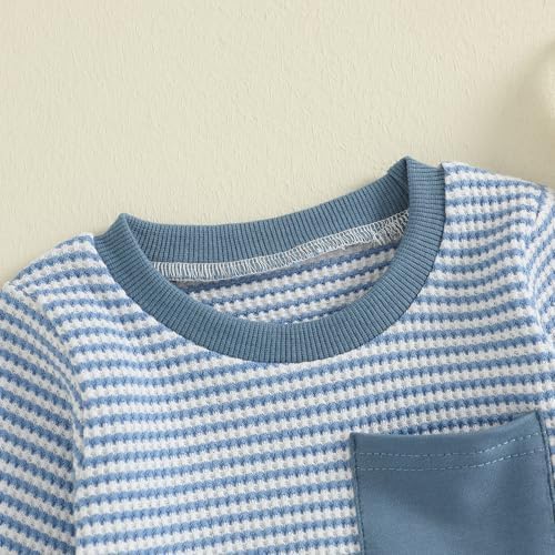 VISGOGO Newborn Infant Baby Boy Waffle Cotton Romper Clothes Onesie Stripe - Image 6