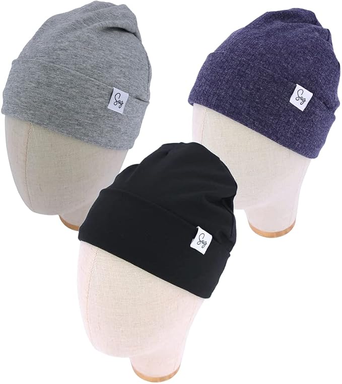 Jersey Beanie Hat for Newborn Baby Boys Girls Silky Satin Lined Hats Bonnet - Image 2