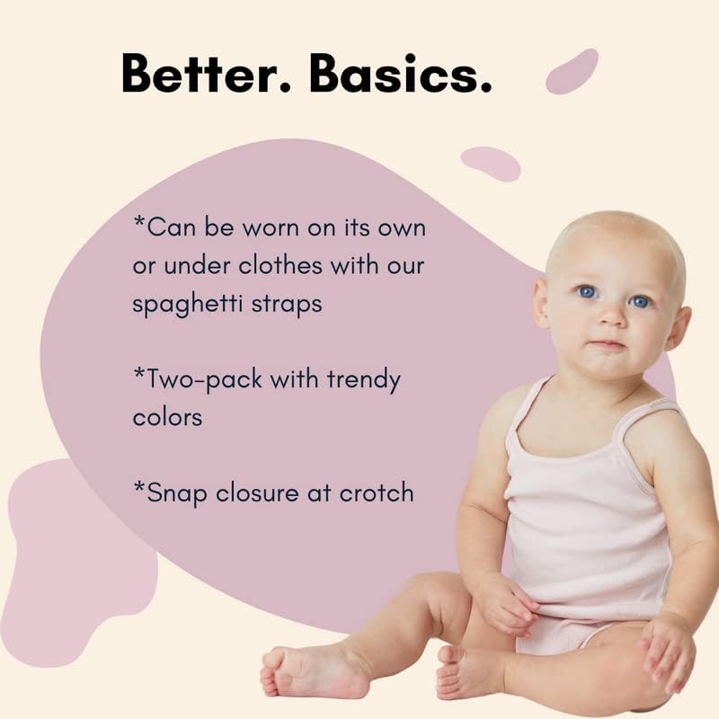 Feathers Baby Girl Tank Top Bodysuit Cotton One Piece 2 Pack, Sizes 3M-36M - Image 2