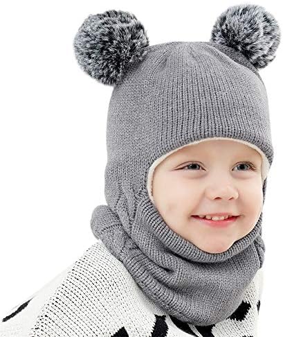 Baby Winter Hat Scarf Set, Unisex Infant Toddler Kids Hat Scarf by GZMM
