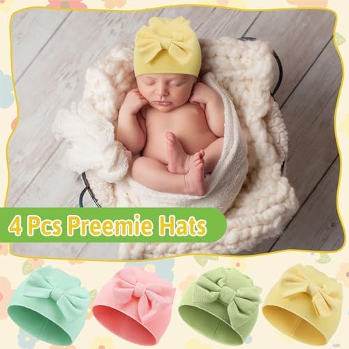 Cuffbow 4 Pcs Preemie Hats Baby Cap - Image 3