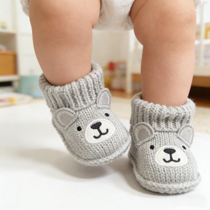 2 pairs Cute Knit Animal Baby Booties - Image 4