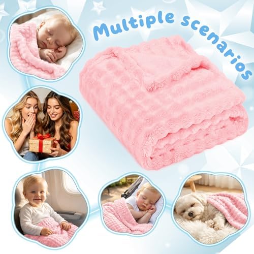 Pink Fleece Baby Blanket, Soft Cozy Baby Blankets - Image 5