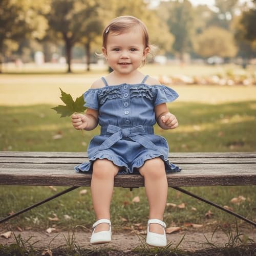 Baby Girl Denim Outfit Button Romper Jean Jumpsuit Shorts Overalls Toddler - Image 5