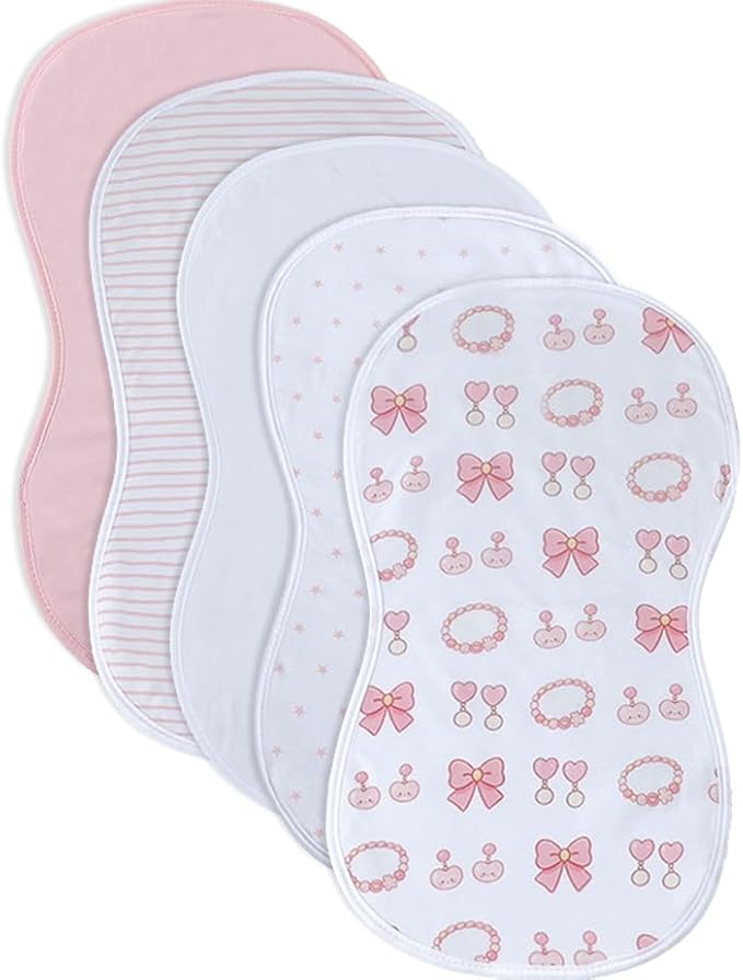 sleepyturtle Pack of 5, Baby Burp Cloths, Soft and Absorbent by sleepyturtle
