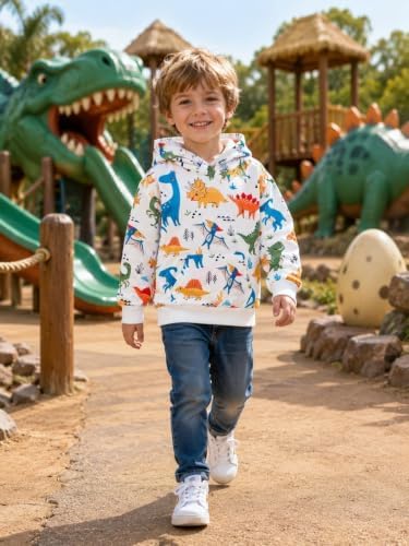 RETSUGO Baby Boys Dinosaurs Hoodie Boy Girls Truck Pullover - Image 2