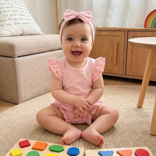 Newborn Baby Girl Bubble Romper Sleeveless Ruffle Onesie Solid Bodysuit - Image 3