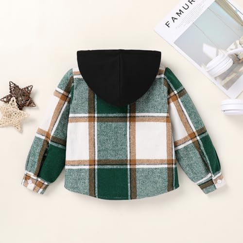 YOUNGER STAR Toddler Kids Boys Girls Flannel Hooded Plaid Shirt Button Baby Red - Image 3